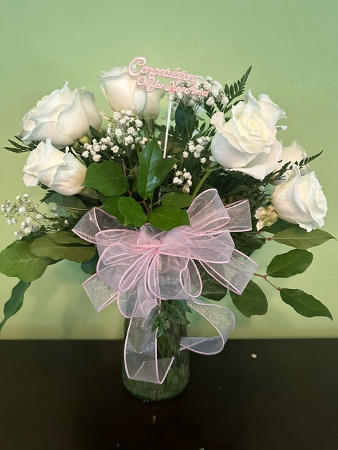Girl white roses